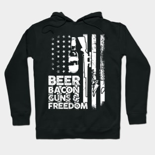 Beer Bacon Guns And Freedom American Flag Fourth Of July Hoodie